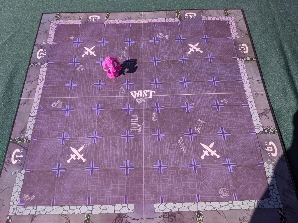 The empty board with one figure for scale.
