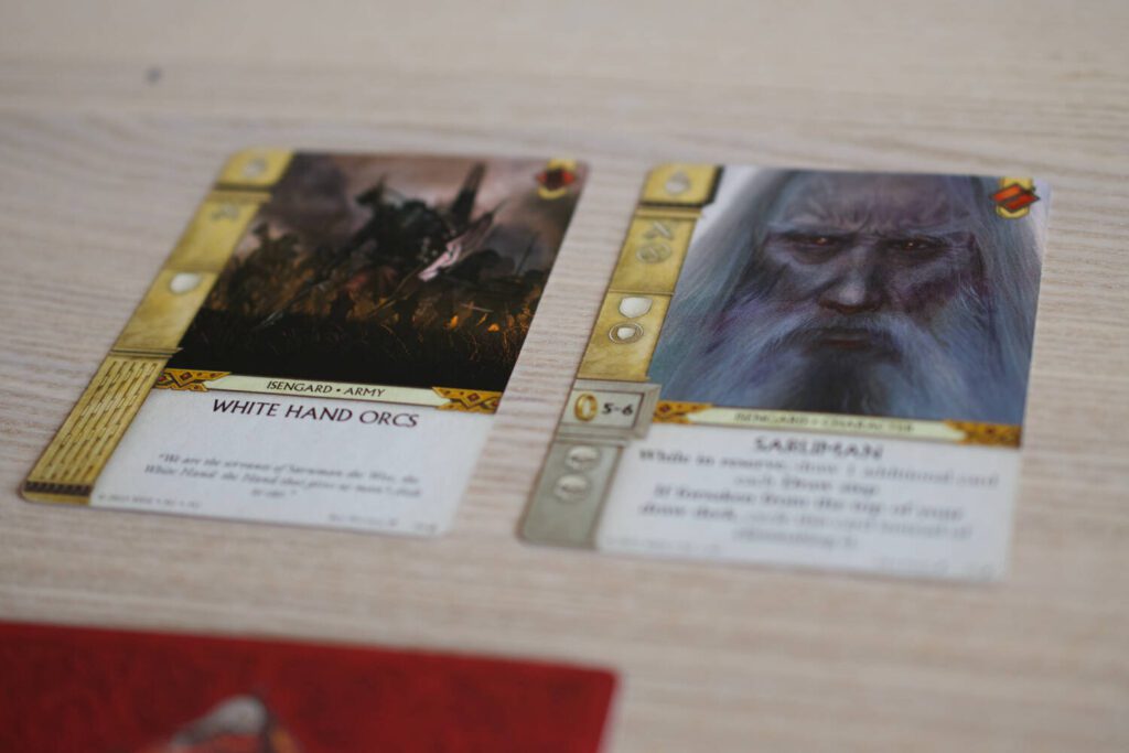 Two cards from the Isengard deck. They fature art from John Howe.